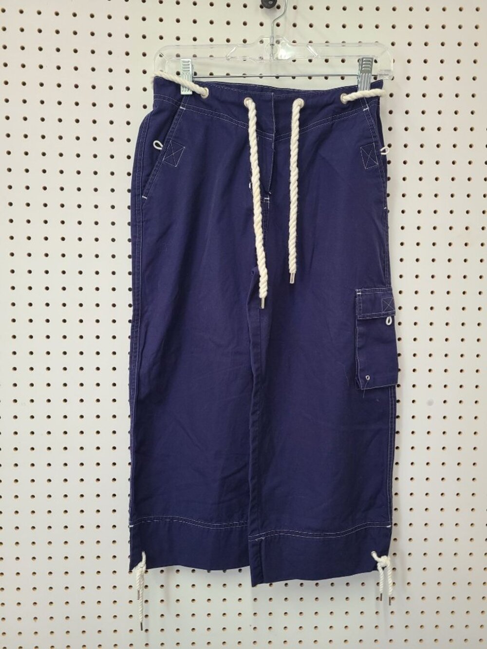 Lauren Ralph Lauren Womens Navy Capri Pants 2P Petite With Cargo Pocket & Rope